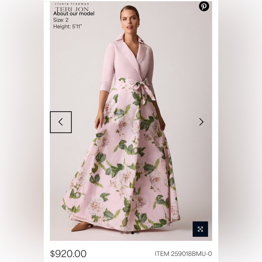 Teri Jon Pink Floral Maxi Dress - Picture 3 of 9
